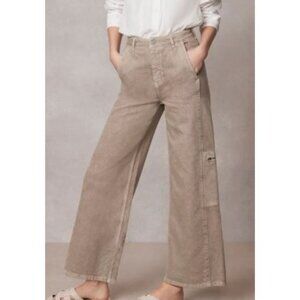 Mint Velvet Khaki Utility Super Wide Jeans Denim Pants Women Size 4S NWT